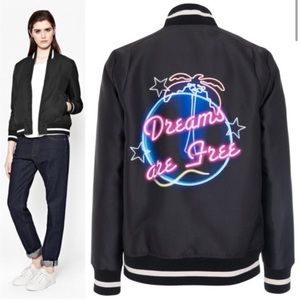 FRENCH CONNECTION | Dreams Are Free Neon Bomber Jacket Sz 6